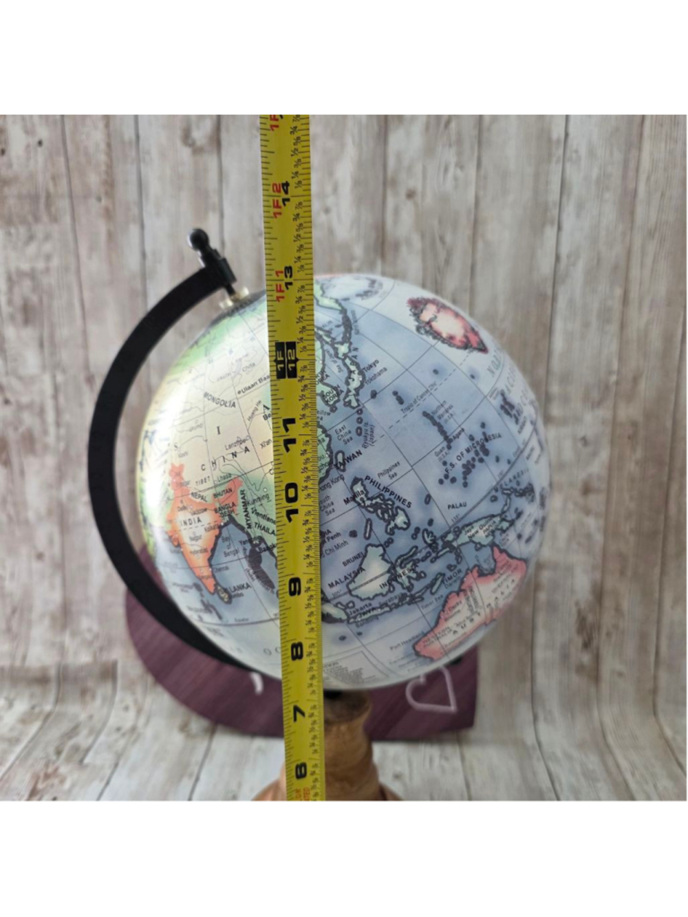 Unbranded Wooden Decor Globe Blue Brown NWOT - Picture 3 of 4